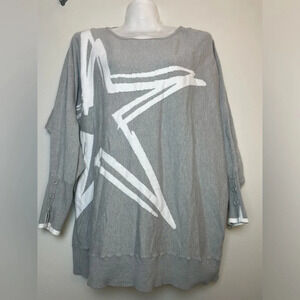 Adyson Parker Grey White Star Boxy Sweater Women Plus Size 2X